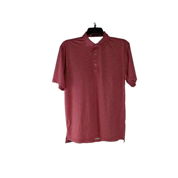 Turtleson Mens Polo Shirt Red Short Sleeve Geometric Stretch High Low Size M - Picture 1 of 11